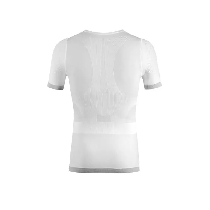 Maglia 55 posturale bianca, vista posteriore con le fasce integrate